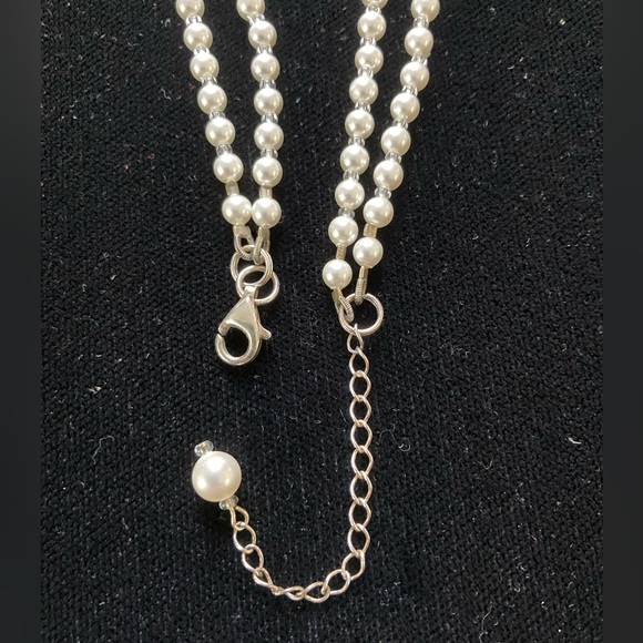 Bridal Pearl & Swarovski Crystal boutique necklace. High luster. Dbl strand NWT - Picture 12 of 12